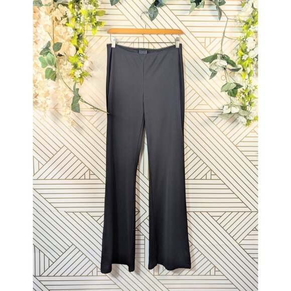SASSY Vintage Y2K Black Wide Leg Flare Pants Goth Fairy Whimsigoth Pull On Strec - Picture 1 of 5